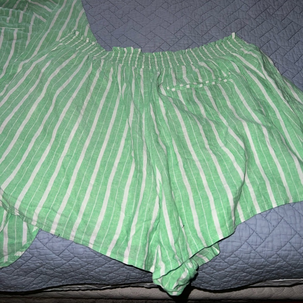 Aerie Linen Blend Long Sleeve Button Down Shirt And Shorts Set - Picture 10 of 13